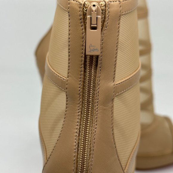 Christian Louboutin DOUX VOILE 120 Leather Mesh Platform Bootie Boot Heels - Picture 9 of 15